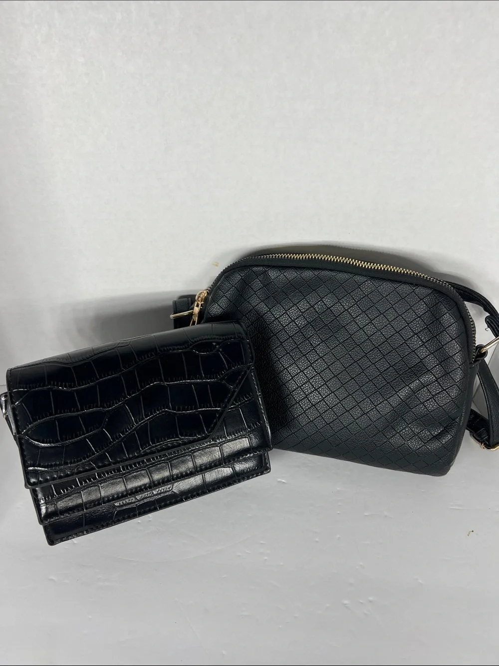 Sleek Black Crossbody Bag and Wallet Set